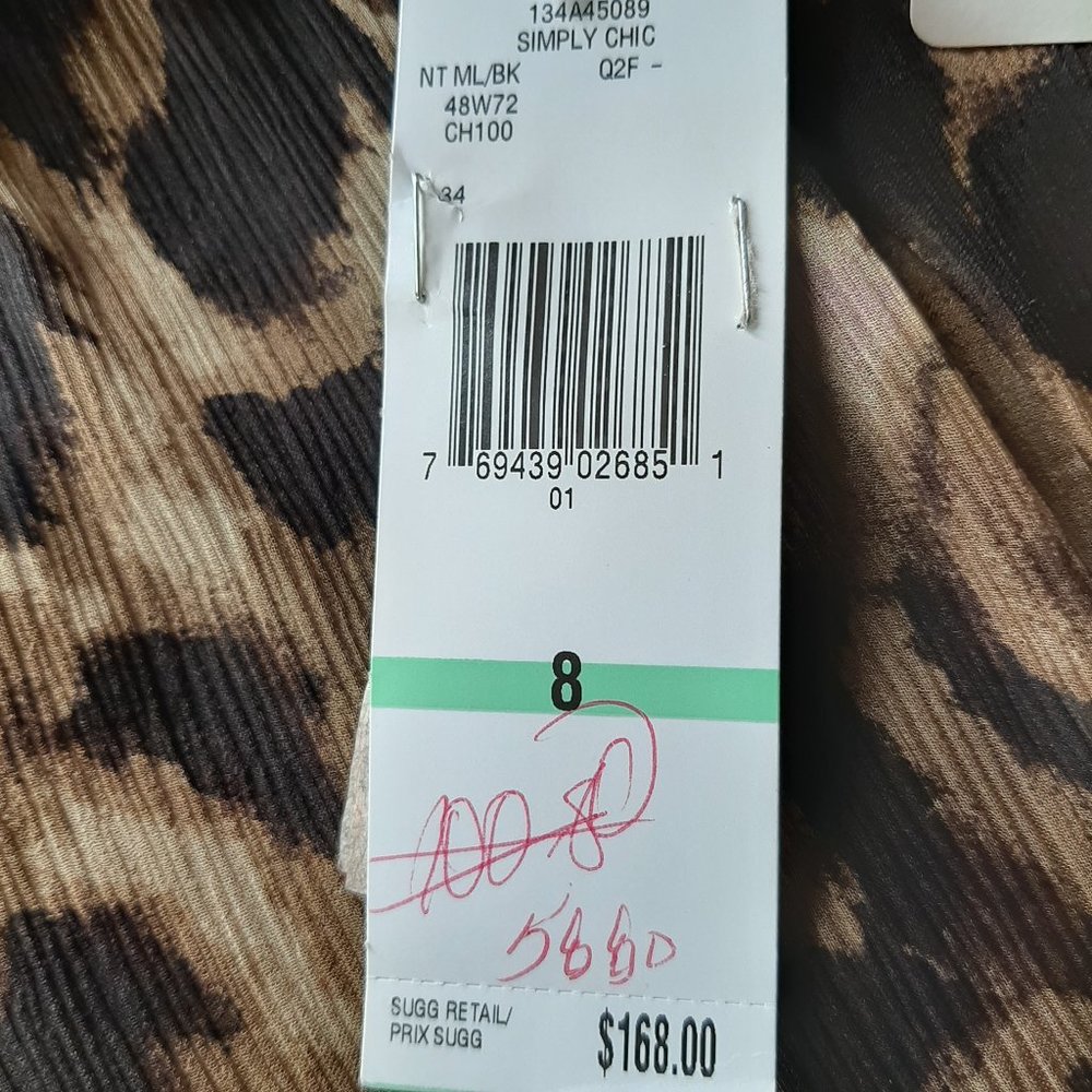 NWT Jones New York Cheetah Pattern Silk Midi Dress - Picture 13 of 14